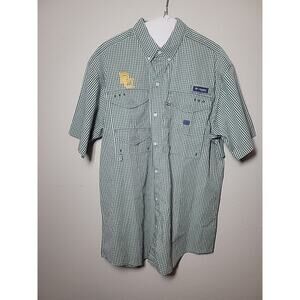 Green Plaid Columbia Super Bonehead PFG Shirt Baylor Logo Size M